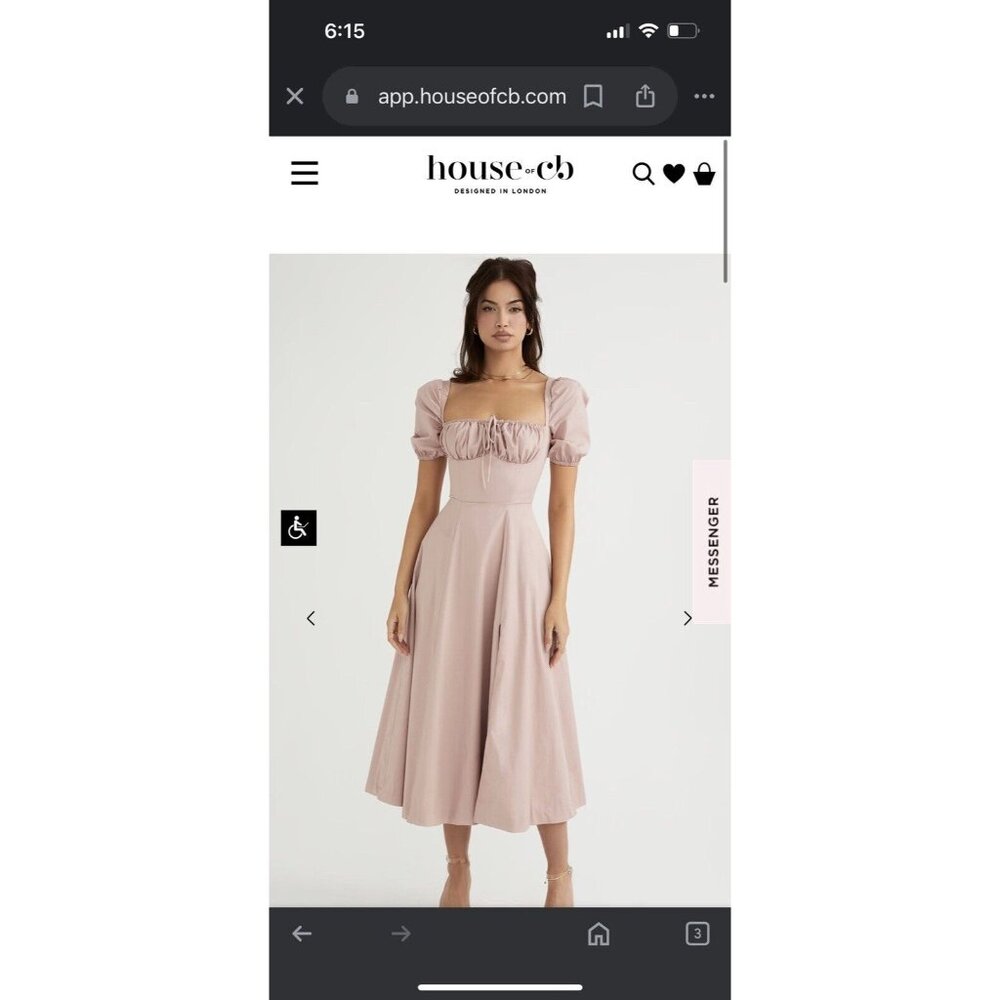 House Of Cb TALLULAH BLUSH PUFF SLEEVE MIDI DRESS Mauve  XS (073)
